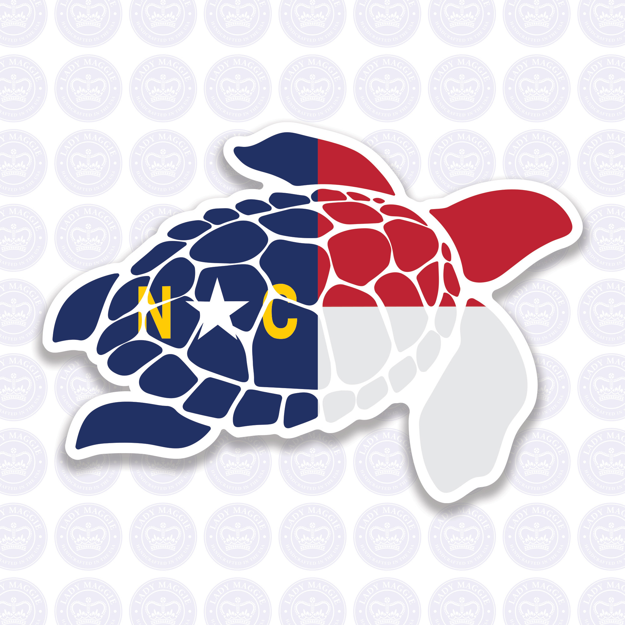 Sea Turtle North Carolina Decal - NC Turtle Flag Decal - North Carolina Turtle Bumper Sticker State of NC - NC Flag Decal Carolina Tortoise