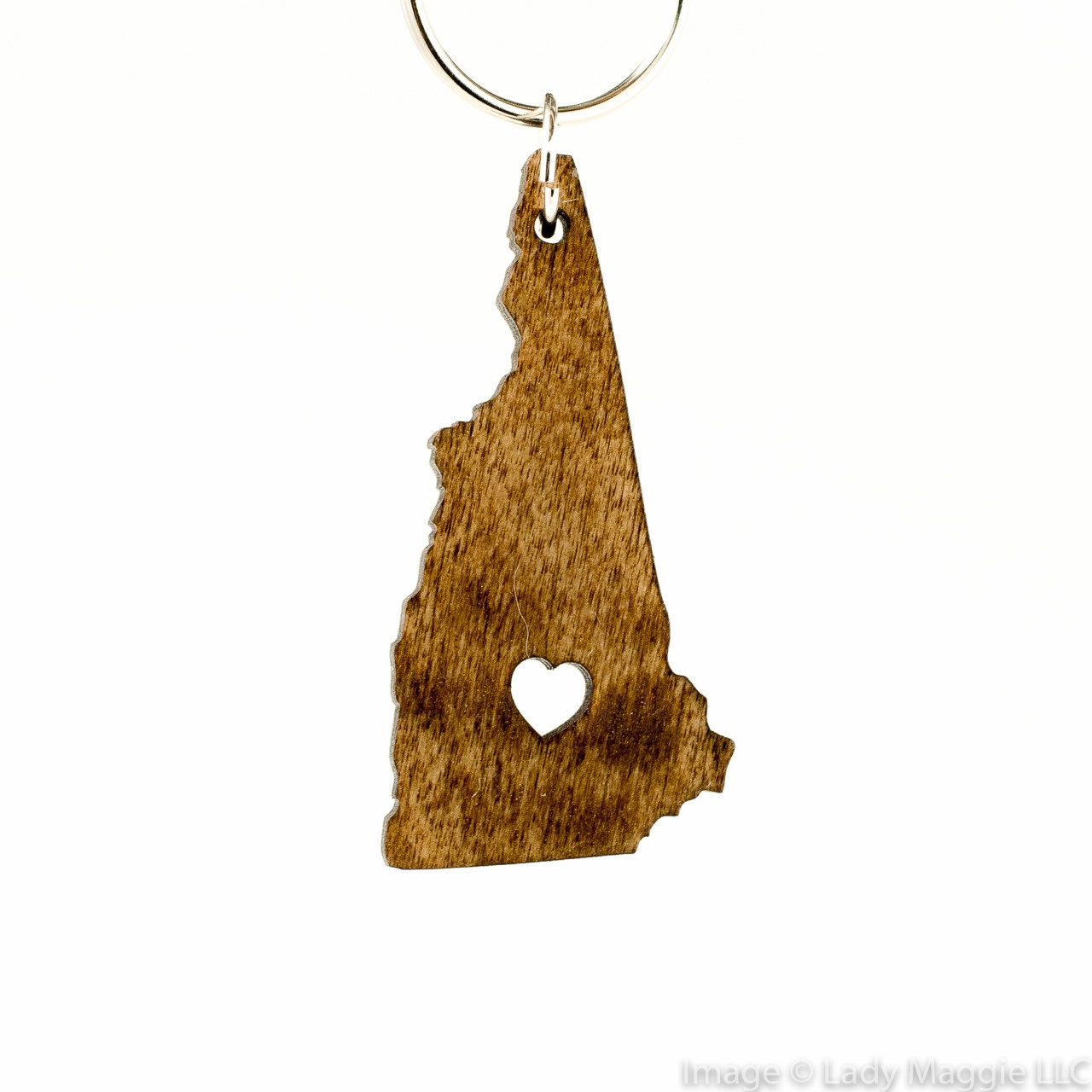 New Hampshire Wooden Keychain NH State Keychain Wooden