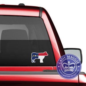 Cow North Carolina Decal NC Cow Flag Decal North Carolina Cattle Bumper Sticker State of NC Decal NC Flag Decal 5" inches
