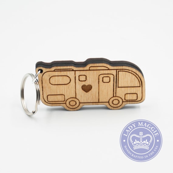 Porte-clés pour camping-cars Camping-car de charme Porte-clés de camping  Porte-clés en bois gravé pour VR Caravane Porte-clés pour VR -  France