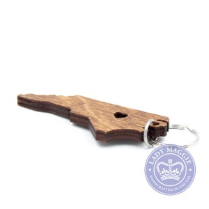 North Carolina Keychain NC State Keychain Wooden North Carolina Carved Key Ring Wooden Engraved NC Charm image 3