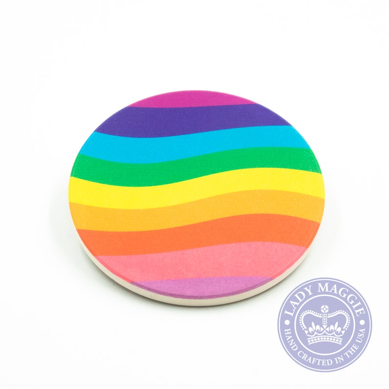 Housewarming Gift Gay Pride LBGTQ Wedding Anniversary Couples Gift Set of 4 Rainbow Flag Sandstone Coasters Rainbow Coasters Pride