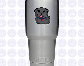 Black Pug Decal - Black Pug Dog Bumper Sticker - Pug Decal - Gift for Pug Lover - Black Pug Decal - Black Pug Yeti Decal - Pug Dog