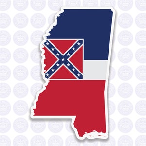 Mississippi Decal - MS State Flag Decal - Mississippi State Bumper Sticker - State of Mississippi Decal MS Flag Sticker Mississippi Sticker