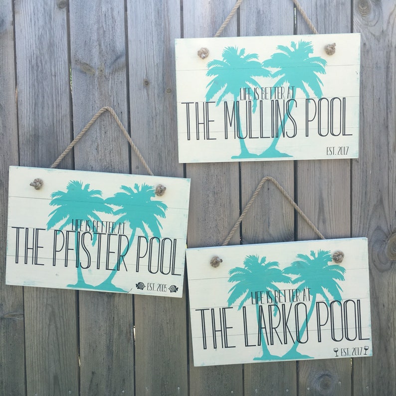 Custom Wood Pool Sign / Life is Better at the Pool Sign / Pool Etsy
