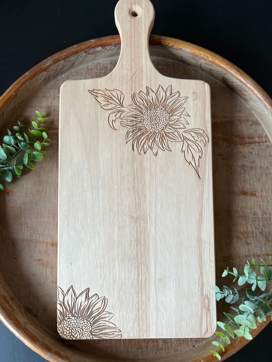 Charcuterie Board With Sunflower Engraved Cutting Board With - Etsy