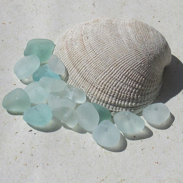 Granos de cristal de mar, Aqua Surf auténtico caído 16pc lisa 10mm - 12mm centro joyas perforados hacer cuentas (CDA-1012-04)