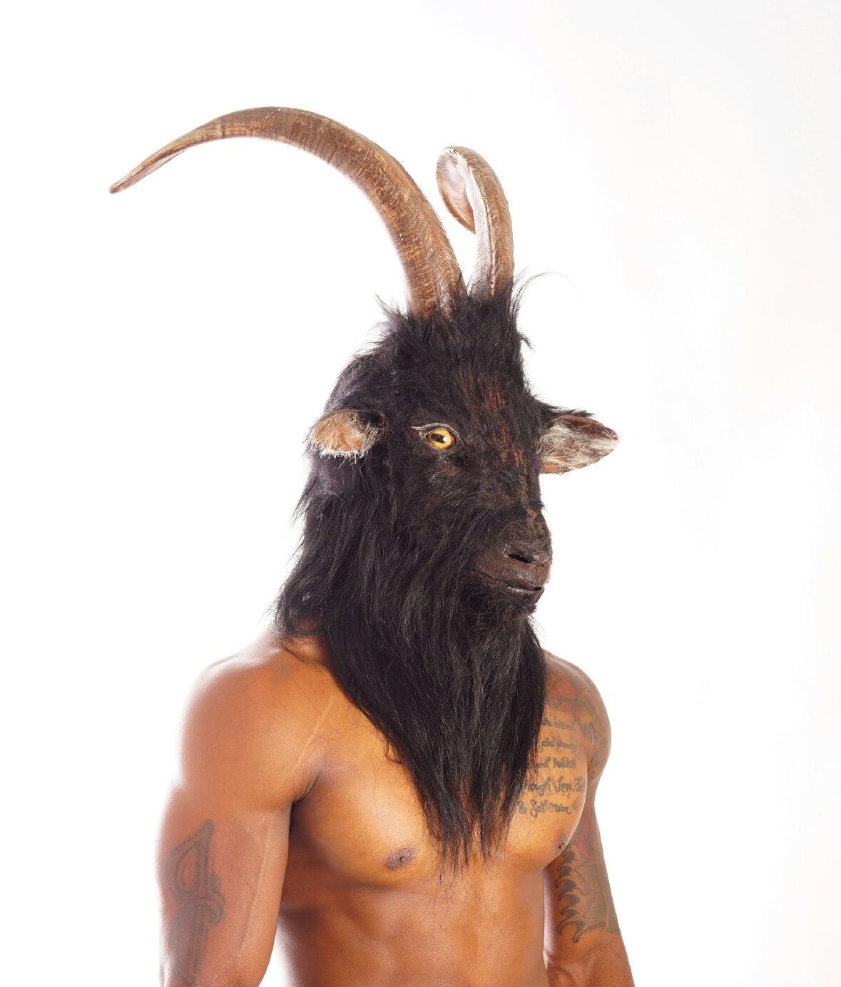 Black Phillip furry goat mask.