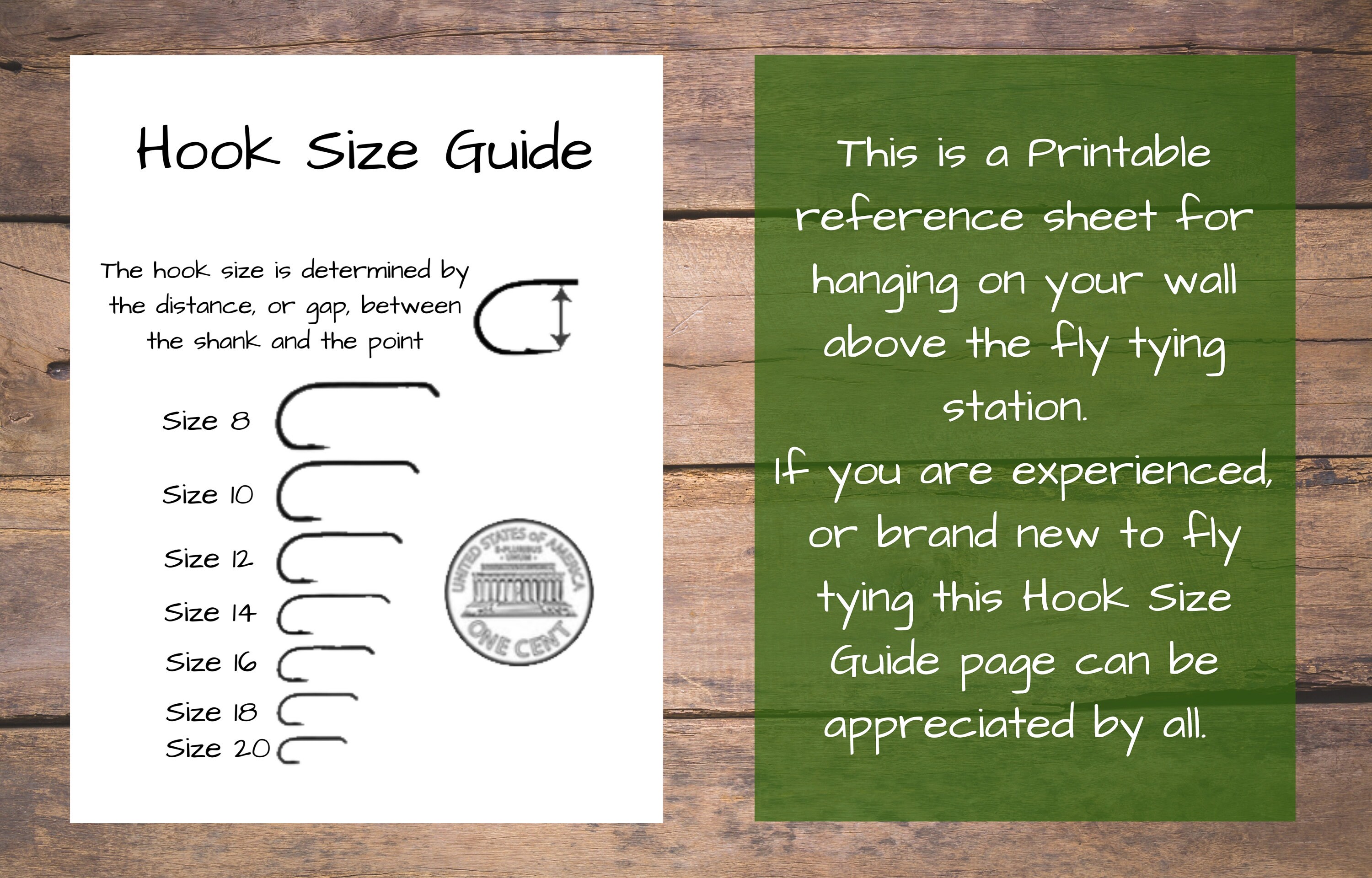 Fly Tying Hook Size Guide Wall Art Decor Man Cave Etsy