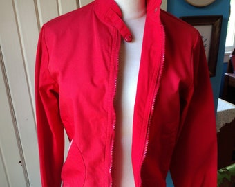 Chaqueta Vintage Ligera Roja 70s 80s S Bolsillos Cremallera