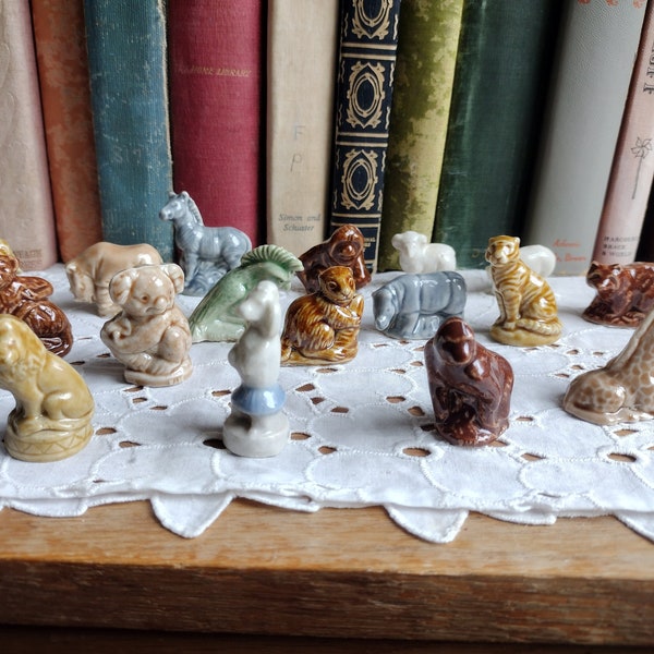 Pick One Vintage Wade Whimsies Rose Red Tea Mini Ceramic Animal Figurine Lion Tiger Cockatiel Sheep Gorilla Dog Cocker Spaniel Langur Monkey