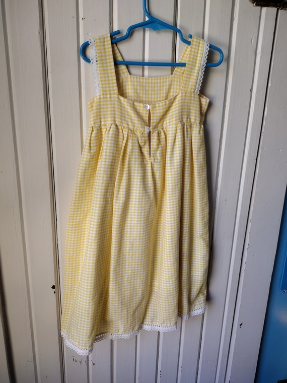 Sweet Vintage Girls' Yellow Gingham Dress Summer … - image 5