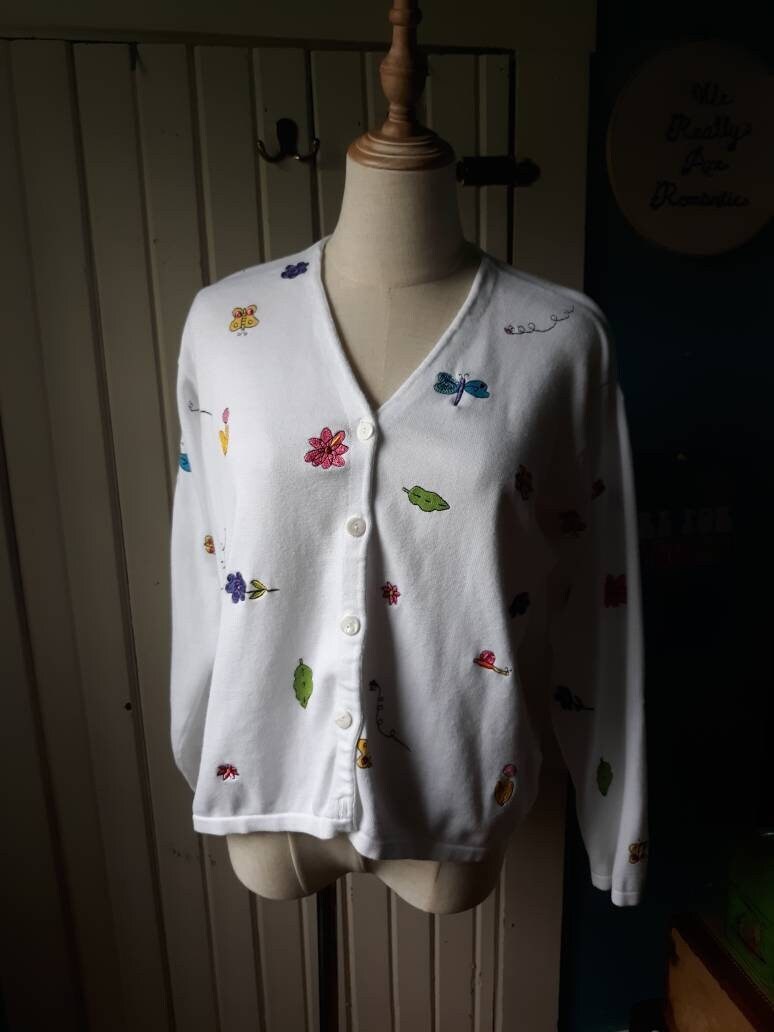 insect embroidery cardigan