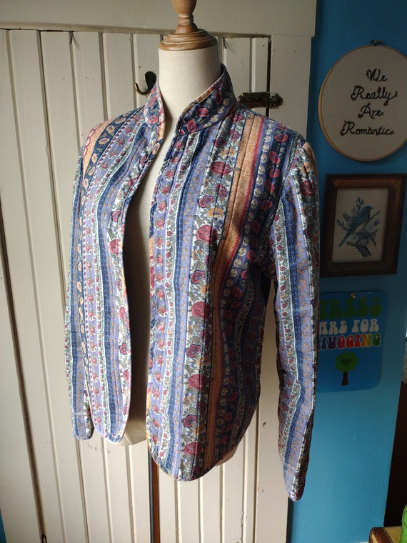 Adorable Vintage Reversible Quilted Jacket Floral… - image 10