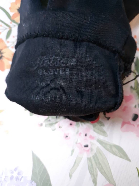 Vintage Stetson Black Gloves 50s 60s Glossy - image 5