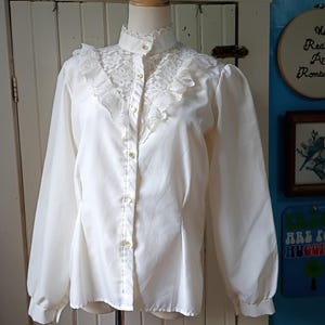Vintage High Neck Cream Lace Blouse - Etsy