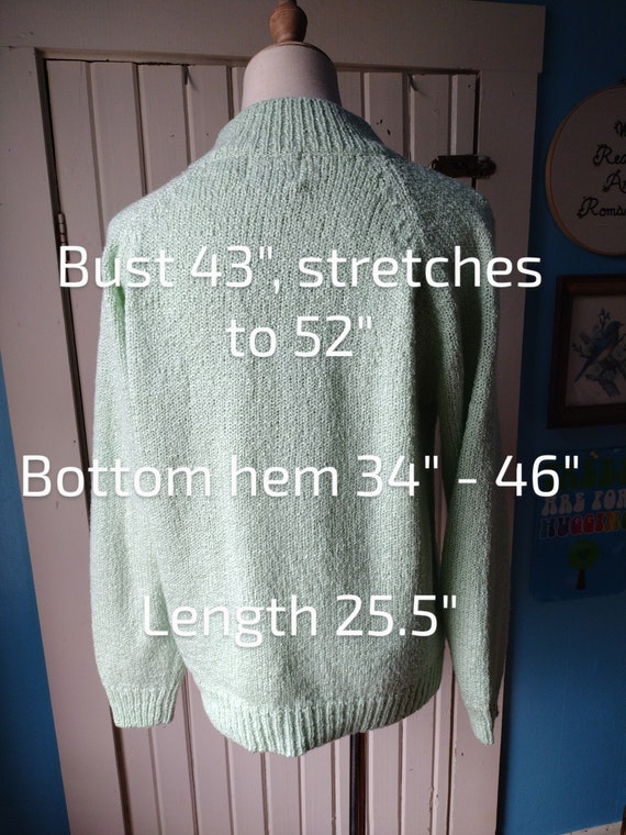 Vintage Sea Green Sweater Cableknit Pullover 80s … - image 9