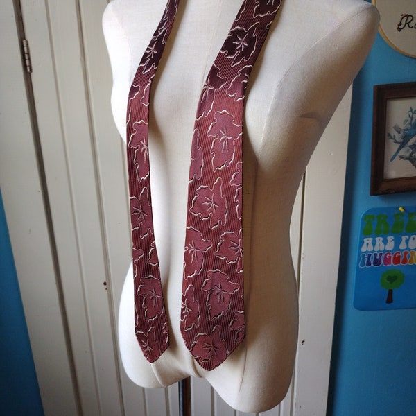 vintage arrow tie abstract floral print brown necktie