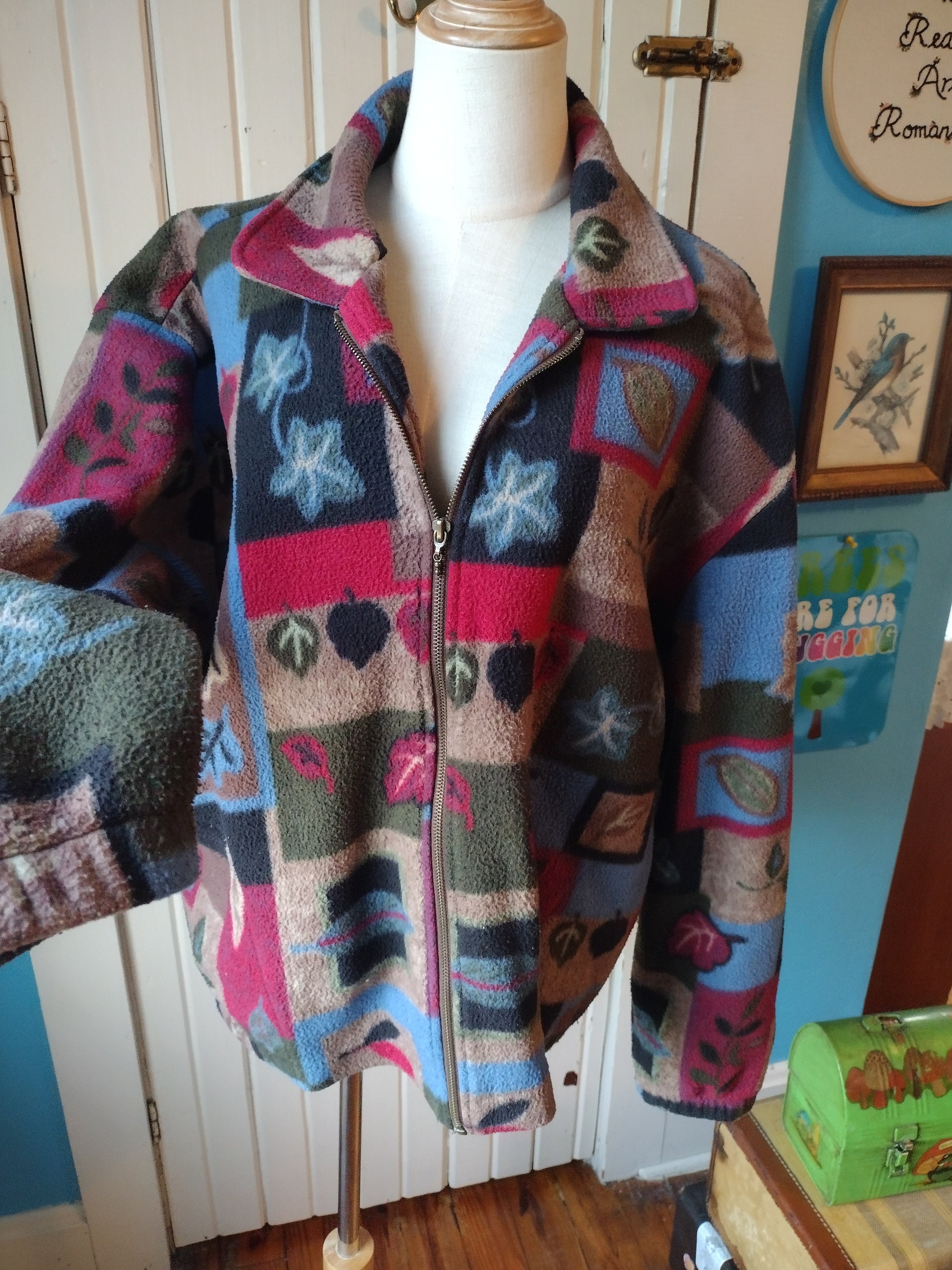 Vintage 90s Leaf Print Sweater Jacket XL Sweatshirt Pockets - Etsy UK Vintage 90s Leaf Print Sweater Jacket XL Sweatshirt Pockets - Etsy UK