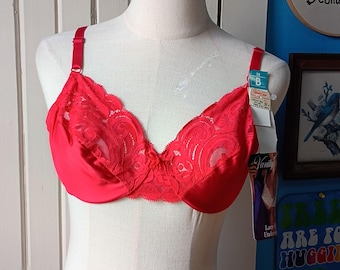 Sujetador vintage de satén rojo sin estrenar de Vanity Fair Lace, talla 38 B