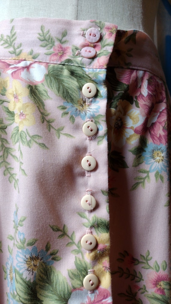 Vintage Pretty Pink Floral Rose Print Button Down… - image 4