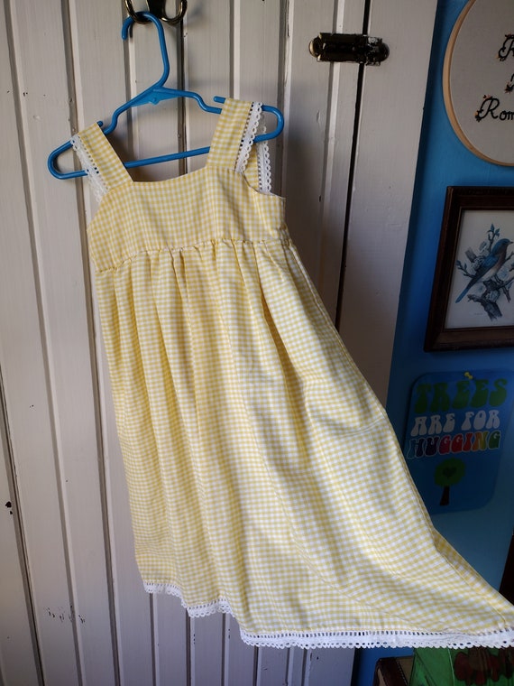 Sweet Vintage Girls' Yellow Gingham Dress Summer … - image 7