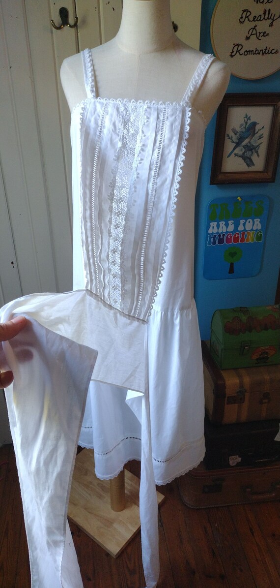 Vintage Gunne Sax 80s White Cotton Dropwaist Dres… - image 7