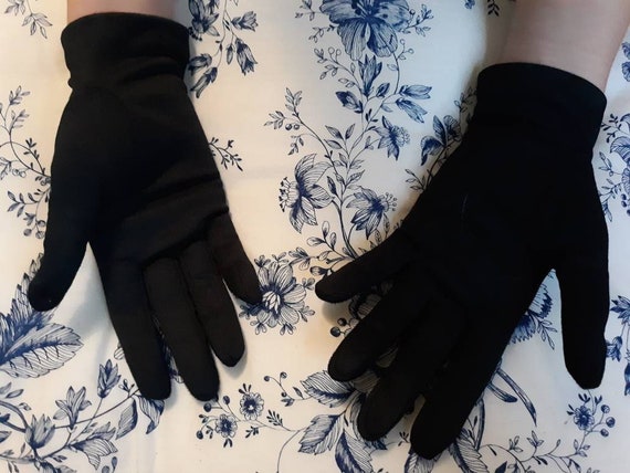 Vintage Stetson Black Gloves 50s 60s Glossy - image 8