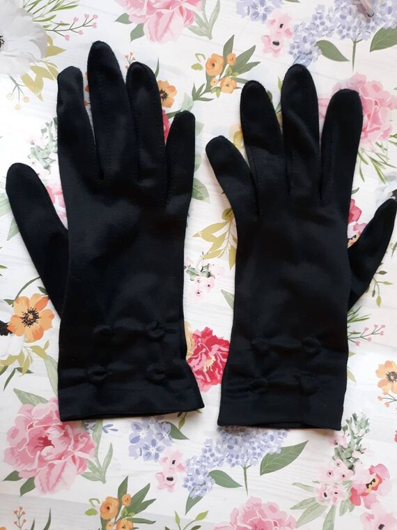 Vintage Stetson Black Gloves 50s 60s Glossy - image 9