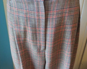 Vintage geruite wollen broek bruin blauw rood jaren 90 30 taille broek