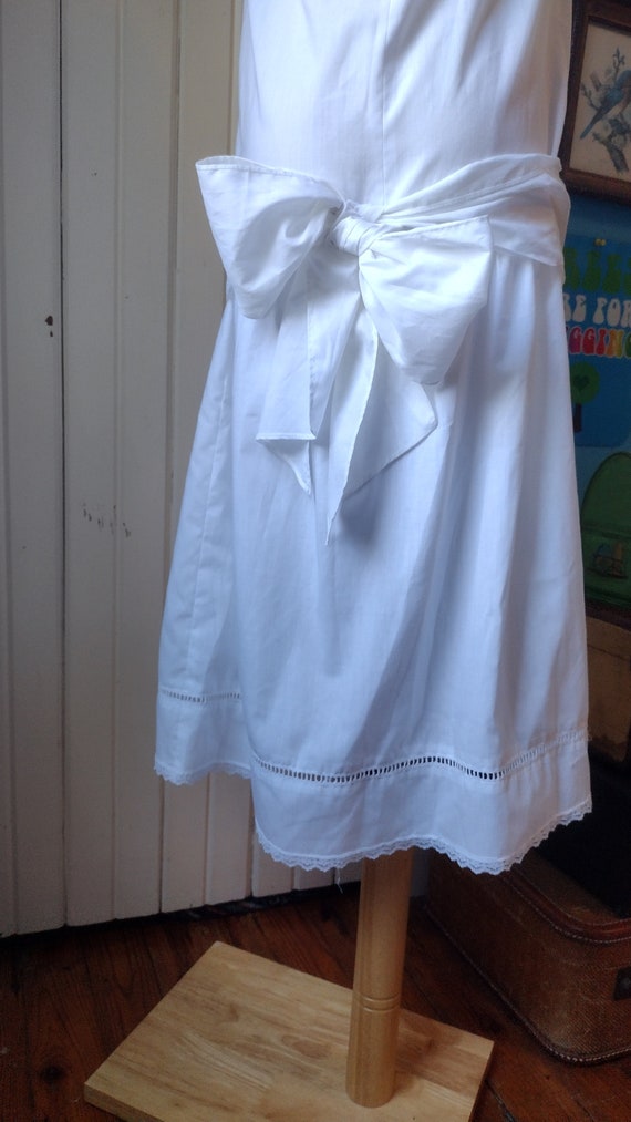 Vintage Gunne Sax 80s White Cotton Dropwaist Dres… - image 4