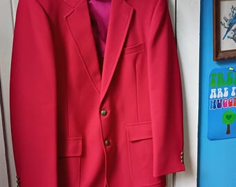 Chaqueta deportiva roja vintage de los años 70, talla 42 Visa, confeccionada por Brookford, con bolsillos grandes. Chaqueta tipo blazer.