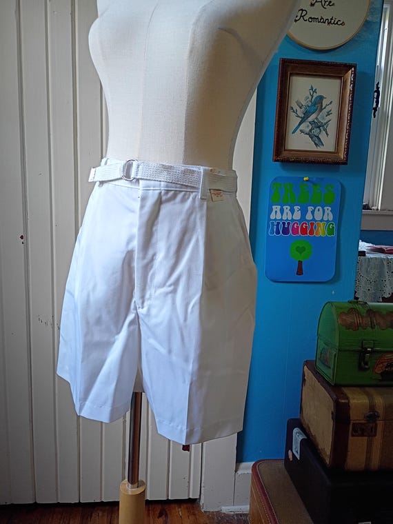 Vintage Deadstock White Belted Shorts 70s 80s New With Tags Garan Marita Hill's Waist 28 S