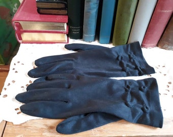 Vintage Stetson Black Gloves 50s 60s Glossy