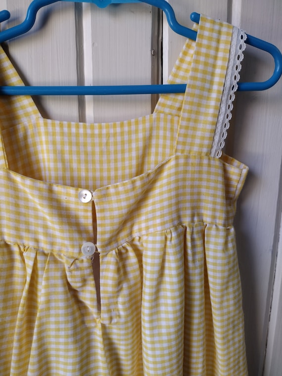 Sweet Vintage Girls' Yellow Gingham Dress Summer … - image 9