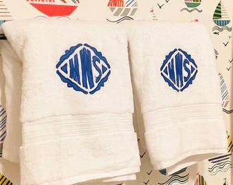 Monogram Applique Embroidered Terry Cloth Bath Sheet