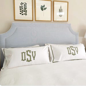 Monogram Embroidered Applique Pillow - King Sham / Egyptian Cotton / Custom Bedding