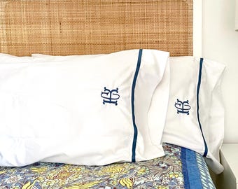 Monogrammed Embroidered King Sheet Set - Egyptian Cotton / Custom Bedding