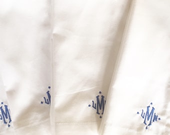Monogrammed Embroidered Cotton Dinner Napkins - Set of 4 / Wedding Gift / Initial Dinner Napkin