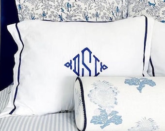 Monogram Embroidered Sham: Standard Pillow / Egyptian Cotton / Custom Bedding
