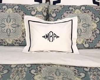 Monogram Embroidered Sham - Boudoir Size / Baby Present / Throw Pillow