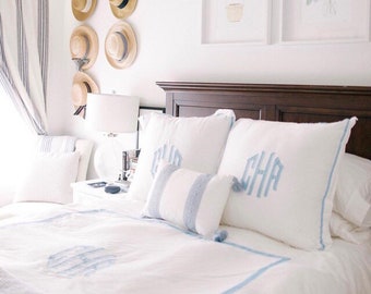 Custom Embroidered Monogram Applique Duvet - Full/Queen Size