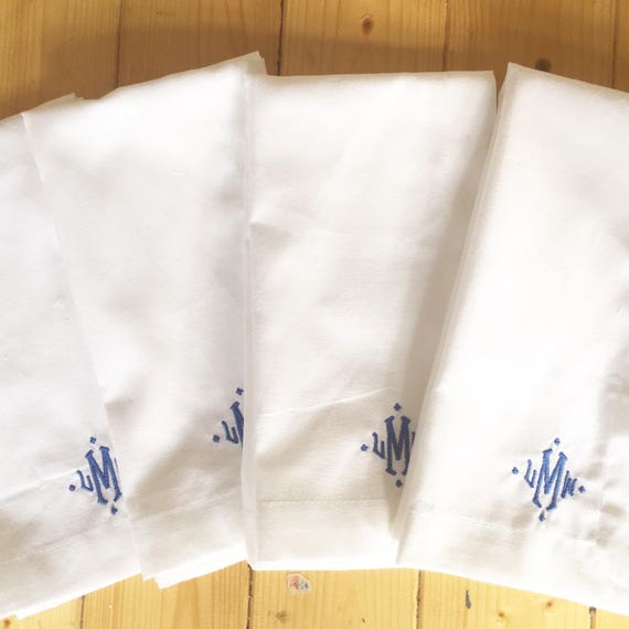 Monogrammed Cotton Dinner Napkins - Set of 4