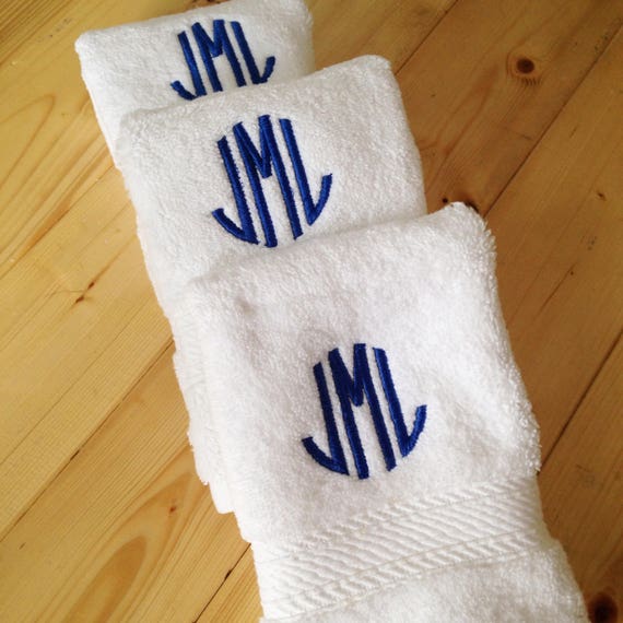 Monogram Terry Cloth Hand Towel With Ribbon Trim / Guest Towel 