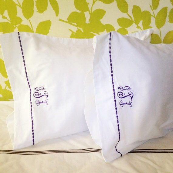 Monogram King Sheet Set  with Custom Embroidered Border / Monogram Bedding