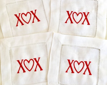 Valentine Cocktail Napkins  - Set of 4