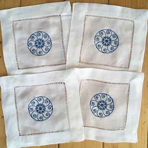 Monogram Hemstitch Cocktail Napkins with Charleston Gate / Monogram Gift - Set of 4