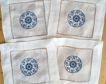 Monogram Hemstitch Cocktail Napkins with Charleston Gate - Set of 4