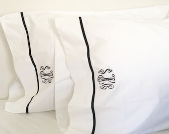 Monogram Full Sheet Set with Ribbon Trim