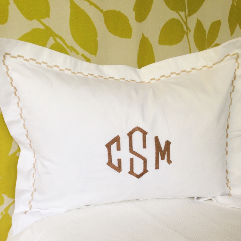 Monogram Pillow Sham With Custom Embroidered Border / Monogram Etsy